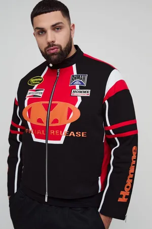 Boohoo Plus Regular Fit Moto Applique Biker Jacket - - XXL