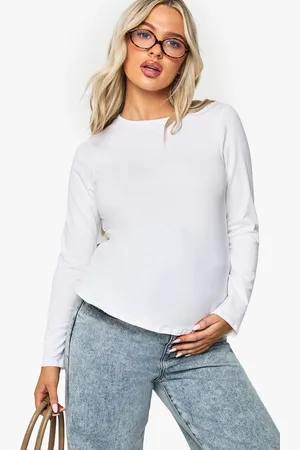 Boohoo Womens MATERNITY SPLIT HEM LONG SLEEVE T-SHIRT - - 10