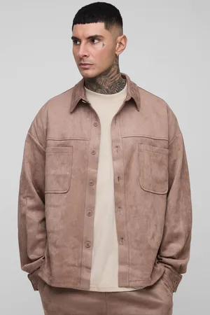 Boohoo Tall Faux Suede Oversized Shirt - - L