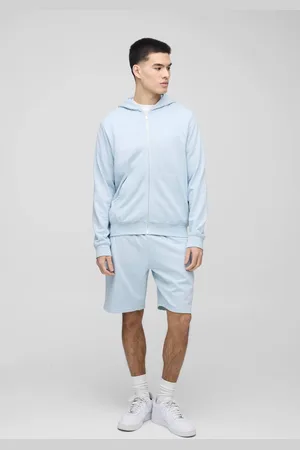 Boohoo 260GSM Loopback Basic Regular Fit Zip Through Hoodie and Relaxed Fit Short Set - - S