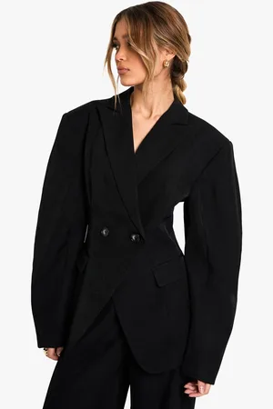 Boohoo Womens Woven Tailored Barrel Sleeve Wrap Blazer - - 14