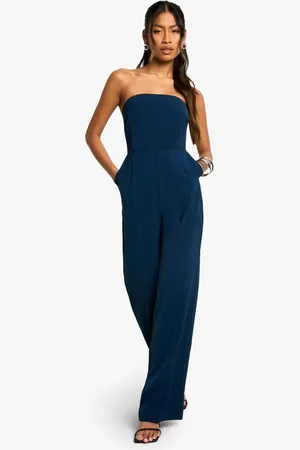 Boohoo Womens Wide Leg Bandeau Jumpsuit - - 14
