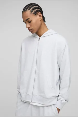 Boohoo 260GSM Loopback Basic Oversized Boxy Zip Through Hoodie - - M