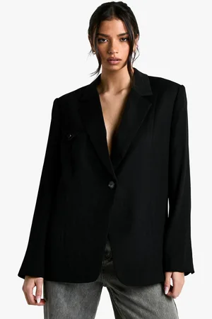 Boohoo Womens Woven Oversized Tailored Shoulder Pad Blazer - - 16