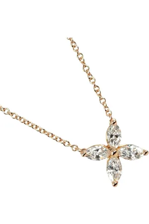 Tiffany & Co. Preloved Marquise Diamond Flower Pendant Rose Gold Women Necklaces - - One Size