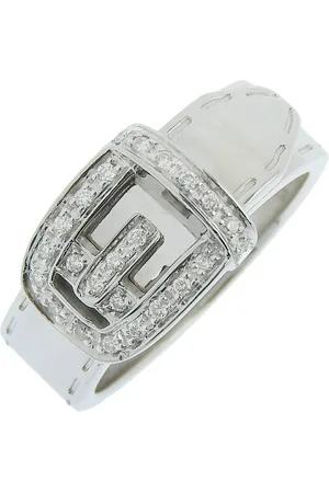 Gucci Preloved Diamond Belt Buckle Ring Women - Silver - - One Size