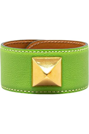 Hermès Preloved Kelly Bracelet Lime Leather Cuff Women - - One Size