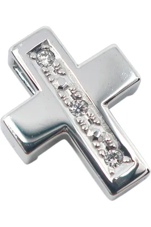 Tasaki Preloved Diamond Cross Pendant Minimalist Style Women - Silver - - One Size