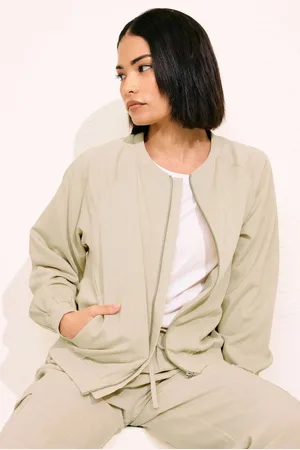 PixieGirl Womens Petite Linen Bomber Jacket - - 18