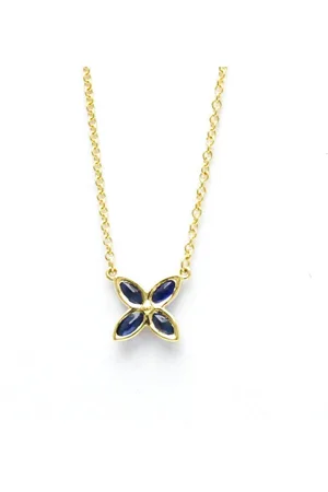 Tiffany & Co. Preloved Four Flower Sapphire Pendant Women - Gold Necklaces - - One Size