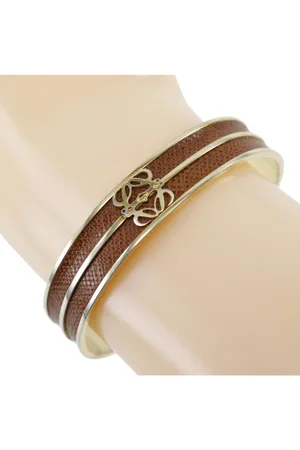 Loewe Preloved Anagram Leather Bracelet Model Women - Gold - - One Size