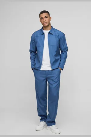Boohoo Regular Fit Zip Through Collared Jacket Set - - L