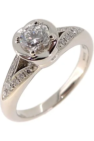 Bvlgari Preloved Platinum Diamond Ring Bezel Setting Women - Silver - - One Size