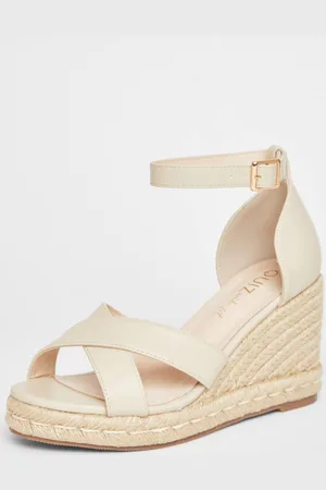 Quiz Womens Nude Wide Fit Faux Leather Wedges - - 3