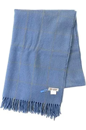 Loewe Preloved Woolen Scarf Checks Pattern Fringe Women - Scarves - One Size