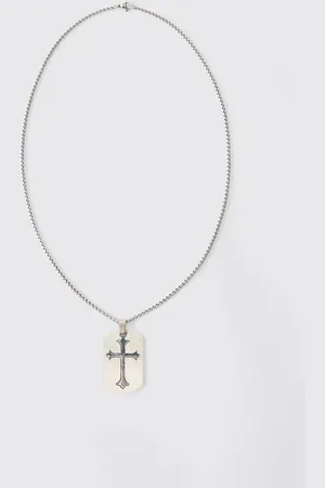 Boohoo Silver Tag Necklace - - One Size