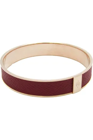 Hermès Preloved Leather Bangle Bracelet Rose Gold Women - Burgundy - - One Size