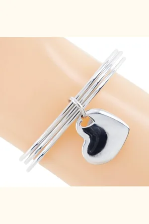 Tiffany & Co. Preloved Triple Wire Heart Charm Bracelet Women - Silver - - One Size