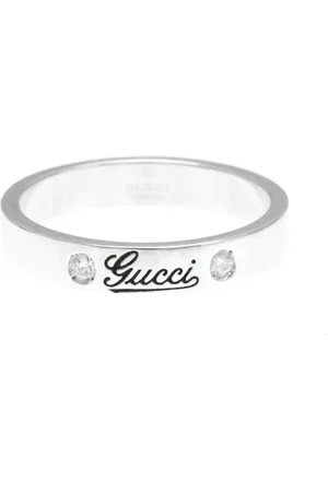Gucci Preloved Diamond ring Script Logo style Women - Silver - - One Size