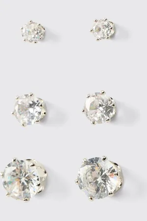 Boohoo Diamante Earing 3 Pack - - One Size