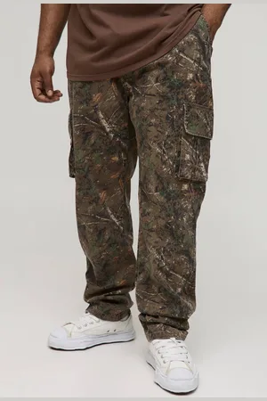 Boohoo Plus Forest Washed Camo Slim Stacked Multi Cargo Trouser - - 38