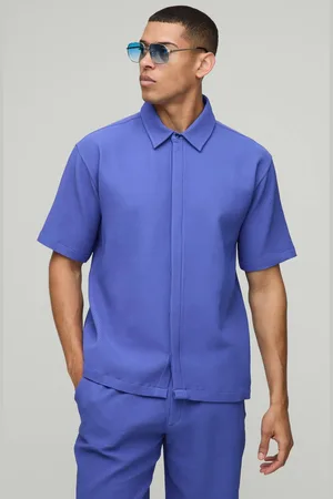 Boohoo Oversized Concealed Placket Pleated Short Sleeve Shirt - - S
