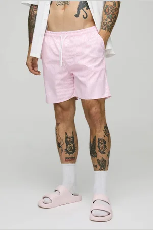 Boohoo Small Stripe Print Mid Length Swim Short - - M