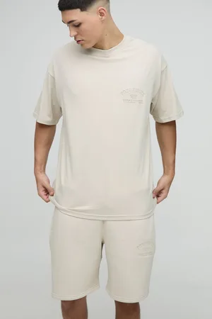 Boohoo Oversized Homme Debossed T-Shirt & Short Set - - M