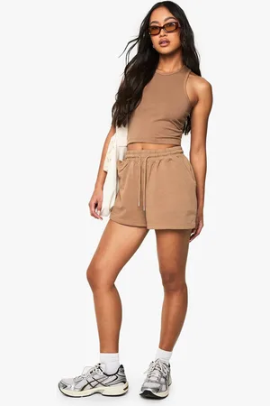 Boohoo Womens Racer Top And Sweat Short Set - - M