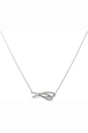 Tiffany & Co. Preloved Bow pendant necklace silver cubic zirconia Women - - One Size
