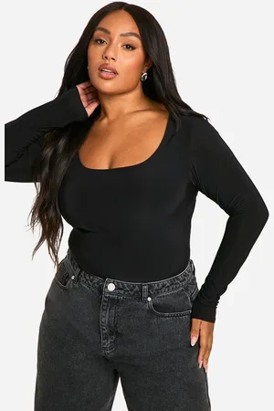 Boohoo Womens Basics Plus Double Layer Slinky Scoop Bodysuit - - 20