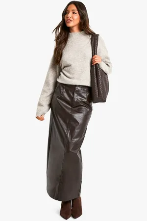 Boohoo Womens Faux Leather Maxi Skirt - - 8