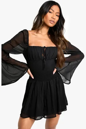 Boohoo Womens Chiffon Shirred Chiffon Playsuit - - 12