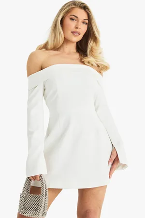 Boohoo Womens Tailored Bardot Structured Skater Mini Dress - - 12