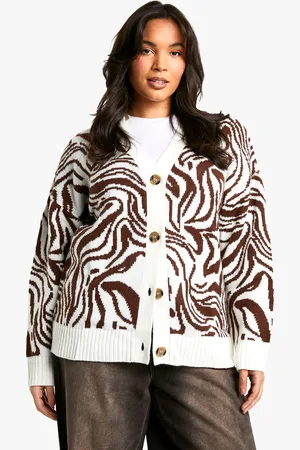 Boohoo Womens Plus Pattern Detail Oversized Cardigan - - 26