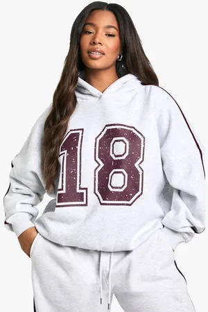 Boohoo Womens Plus 18 Print Side Striped Oversized Hoodie - - 26