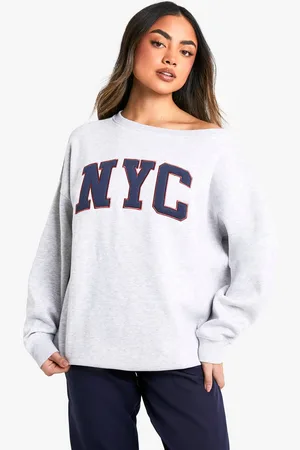 Boohoo Womens NYC Applique Off The Shoulder Sweatshirt - - XS