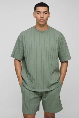 Boohoo Oversized Soft Rib T-Shirt & Shorts Set - - M