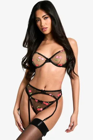 Boohoo Womens Cherry Embroidered Suspender - - 12