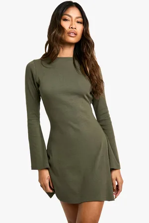 Boohoo Womens Rib Tie Back Shift Dress - - 18