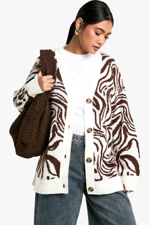 Boohoo Womens Pattern Detail Oversized Cardigan - - M