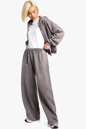 Boohoo Womens GARMENT DYED MID RISE STRAIGHT LEG JOGGER - - XL