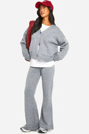 Boohoo Womens Petite Cardigan And Flare Trouser Co Ord - - XS