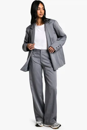 Boohoo Womens Tailored Pinstripe Pleated Front Straight Leg Trouser - - 10