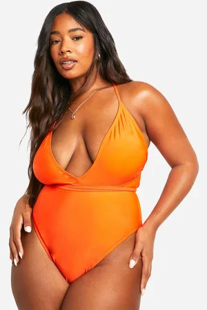 Boohoo Womens Plus Plunge Tie Waist Swimsuit - - 22