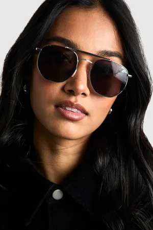 Boohoo Womens Silver Frame Aviator Sunglasses - - One Size