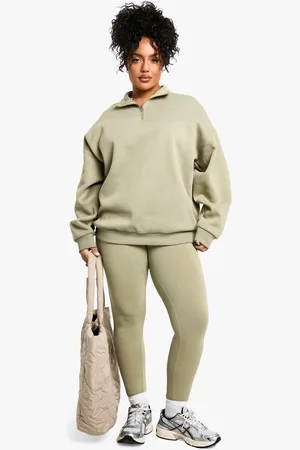 Boohoo Womens Plus Oversized Half Zip Sweatshirt And Legging Set - - 22