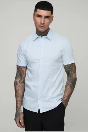 Boohoo Tall Slim Fit Basic Short Sleeve Collared Shirt - - S