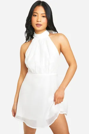 Boohoo Womens Petite Organza Bow Tie Back Skater Dress - - 12