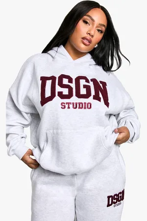 Boohoo Womens Plus DSGN Studio Towelling Applique Oversized Hoodie - - 24